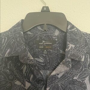 Marc Anthony Dark Blue Patterned Men's Shirt